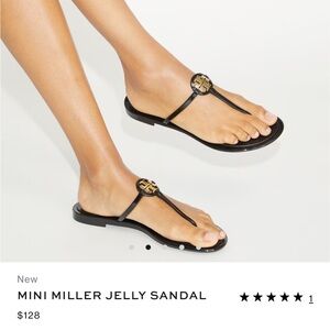 Tory Burch Black Jelly Sandals Sleek T-Strap Design Size 6.5